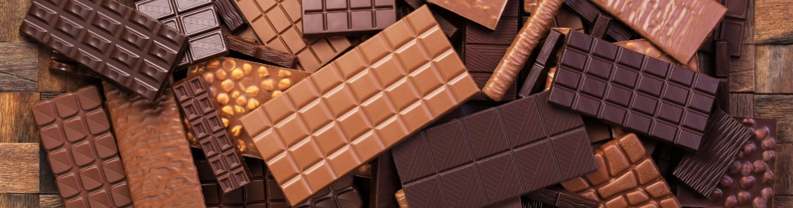 A pile of chocolate bars.