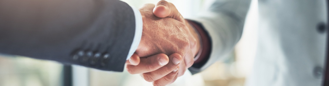 Two people shaking hands.