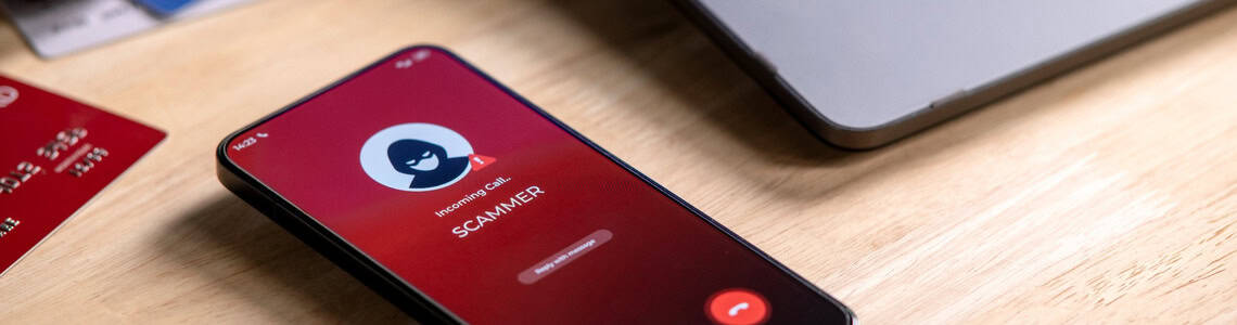 A phone receiving a scam call.